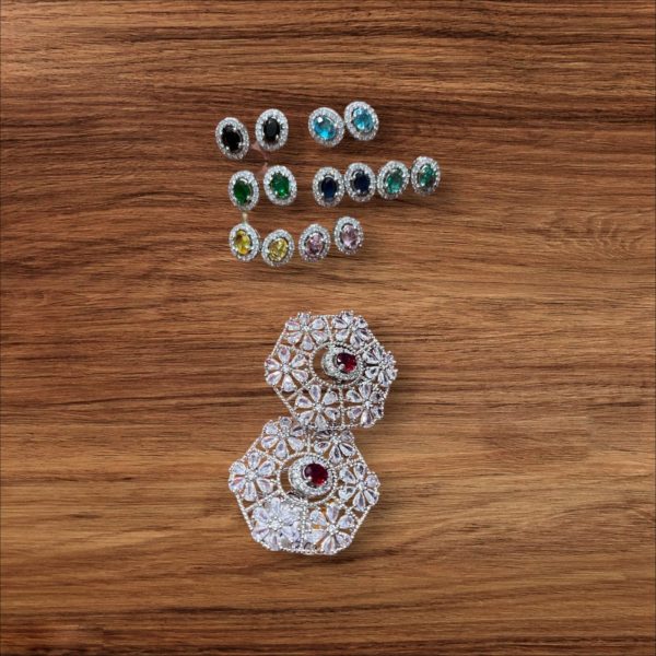 Hexagonal Earring With Changeable Studds
