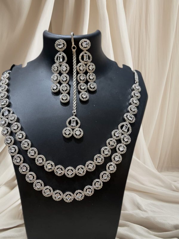 Double Layer Stone Necklace Set